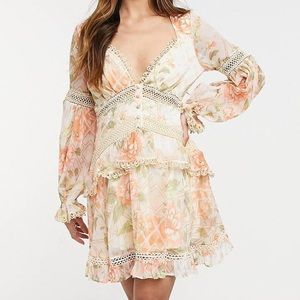 ASOS DESIGN Floral Lace Insert Mini Dress